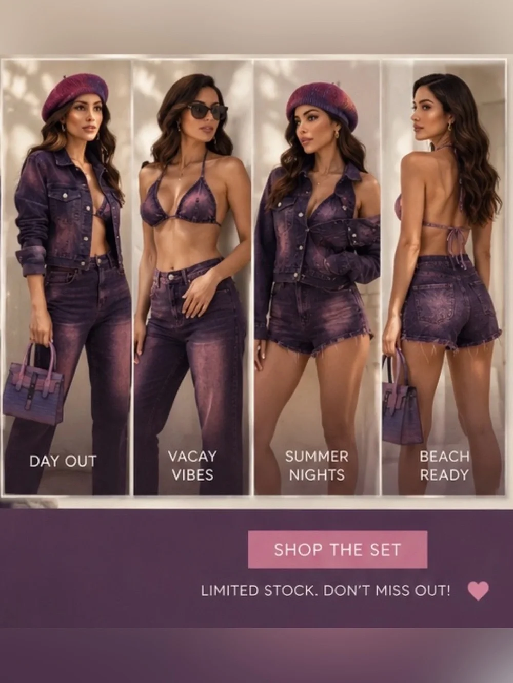 Women's Purple Ombre Cropped Denim Jacket